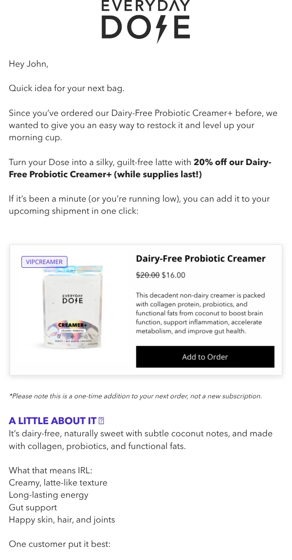 TS - Dairy-Free Promo (Previous Purchasers)